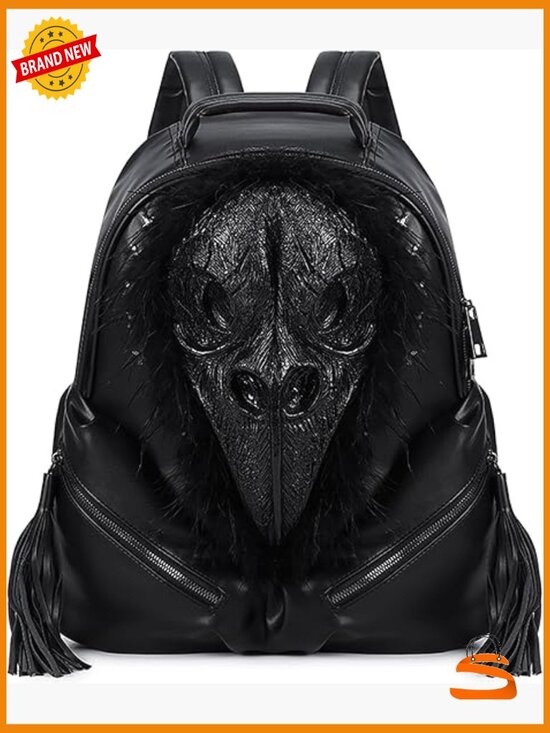 3D Skull Gothic Punk PVC Backpack Daypack Laptop Shoulder Bag Rave